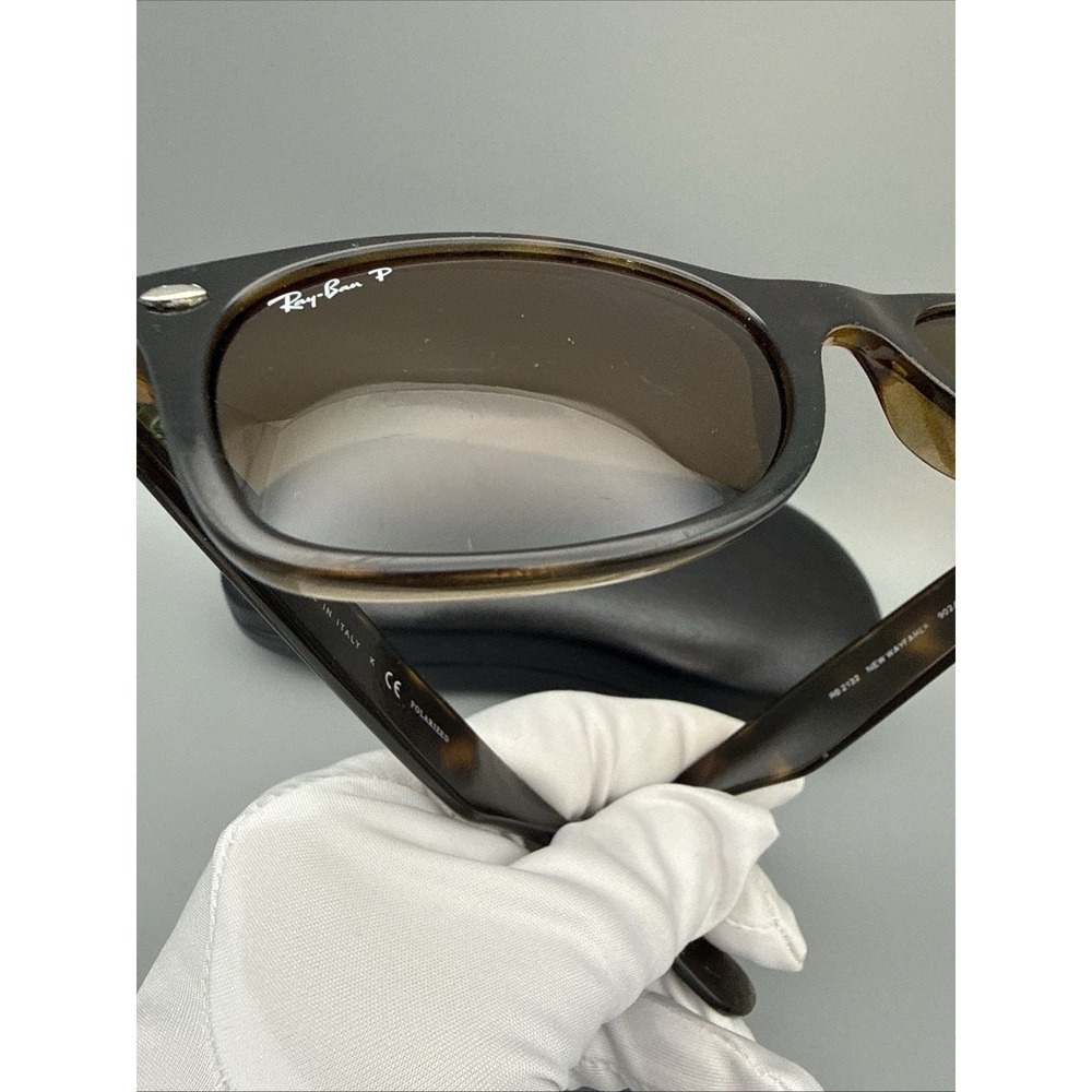 RAY-BAN RB2132 NEW WAYFARER polarized sunglasses Authentic Tortoise Frame &Case - Picture 9 of 11